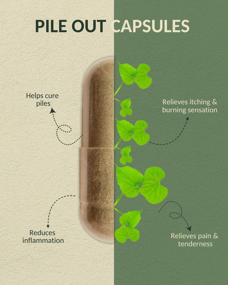 Pile Out Capsules : Quick Relief From Pain, Bleeding & Constipation - 15 Caps