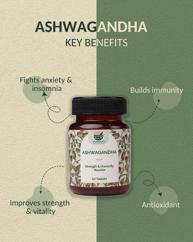 Ashwagandha Tablets | Strength & Energy Booster | 100% Root Extract - 60 Tab